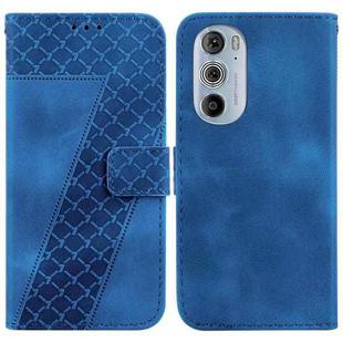For Motorola Edge 30 Pro 7-shaped Embossed Leather Phone Case(Blue)