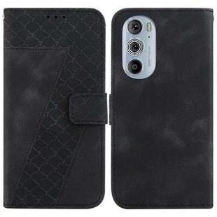 For Motorola Edge 30 Pro 7-shaped Embossed Leather Phone Case(Black)