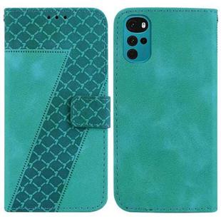 For Motorola Moto G22 Seven-shaped Embossed Leather Phone Case(Green)