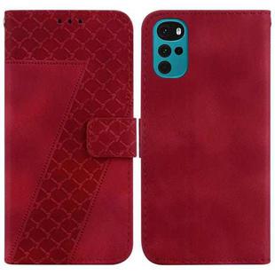 For Motorola Moto G22 7-shaped Embossed Leather Phone Case(Red)