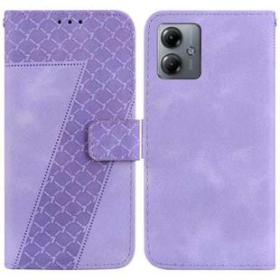 For Motorola Moto G14 7-shaped Embossed Leather Phone Case(Purple)