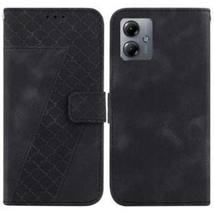 For Motorola Moto G14 Seven-shaped Embossed Leather Phone Case(Black)