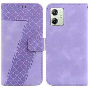 For Motorola Moto G54 7-shaped Embossed Leather Phone Case(Purple)