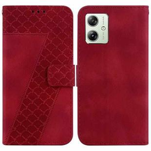 For Motorola Moto G54 7-shaped Embossed Leather Phone Case(Red)
