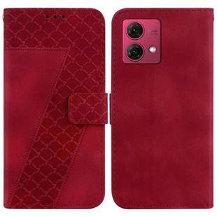 For Motorola Moto G84 7-shaped Embossed Leather Phone Case(Red)
