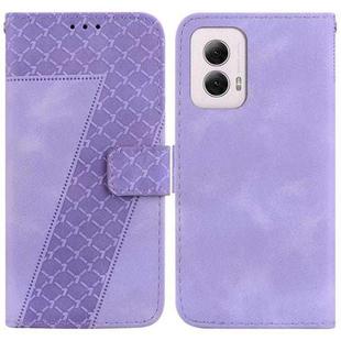 For Motorola Moto G Power 5G 2024 7-shaped Embossed Leather Phone Case(Purple)