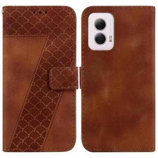 For Motorola Moto G Power 5G 2024 7-shaped Embossed Leather Phone Case(Brown)