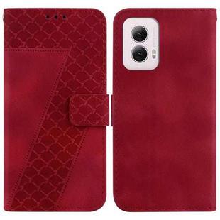 For Motorola Moto G Power 5G 2024 Seven-shaped Embossed Leather Phone Case(Red)