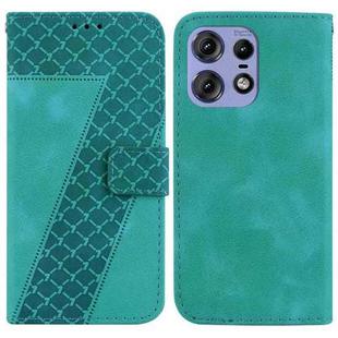 For Motorola Edge 50 Pro 7-shaped Embossed Leather Phone Case(Green)