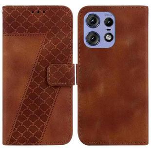 For Motorola Edge 50 Pro 7-shaped Embossed Leather Phone Case(Brown)