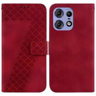 For Motorola Edge 50 Pro 7-shaped Embossed Leather Phone Case(Red)