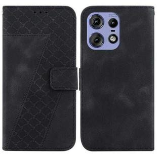 For Motorola Edge 50 Pro Seven-shaped Embossed Leather Phone Case(Black)