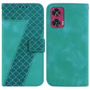 For Motorola Edge 50 Fusion Seven-shaped Embossed Leather Phone Case(Green)