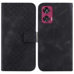 For Motorola Edge 50 Fusion Seven-shaped Embossed Leather Phone Case(Black)