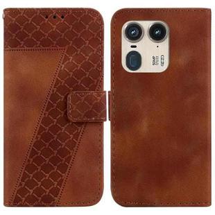 For Motorola Edge 50 Ultra Seven-shaped Embossed Leather Phone Case(Brown)