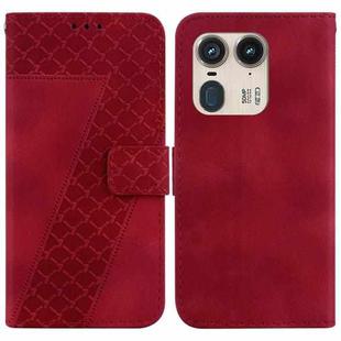 For Motorola Edge 50 Ultra Seven-shaped Embossed Leather Phone Case(Red)