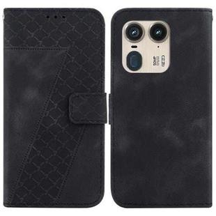 For Motorola Edge 50 Ultra Seven-shaped Embossed Leather Phone Case(Black)