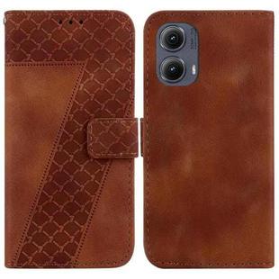 For Motorola Edge 2024 Seven-shaped Embossed Leather Phone Case(Brown)