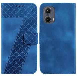 For Motorola Edge 2024 Seven-shaped Embossed Leather Phone Case(Blue)