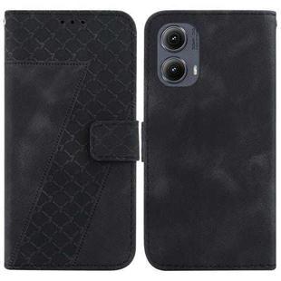 For Motorola Edge 2024 Seven-shaped Embossed Leather Phone Case(Black)