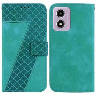 For Motorola Moto G04s / Moto E14 Seven-shaped Embossed Leather Phone Case(Green)