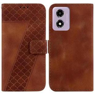 For Motorola Moto G04s / Moto E14 Seven-shaped Embossed Leather Phone Case(Brown)