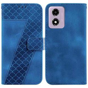 For Motorola Moto G04s / Moto E14 Seven-shaped Embossed Leather Phone Case(Blue)