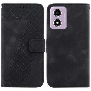 For Motorola Moto G04s / Moto E14 Seven-shaped Embossed Leather Phone Case(Black)