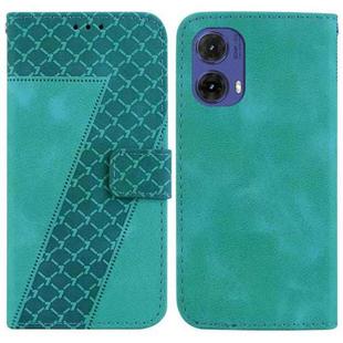 For Motorola Moto G85 Seven-shaped Embossed Leather Phone Case(Green)