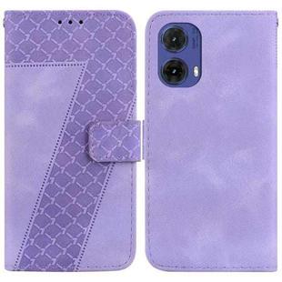 For Motorola Moto G85 Seven-shaped Embossed Leather Phone Case(Purple)