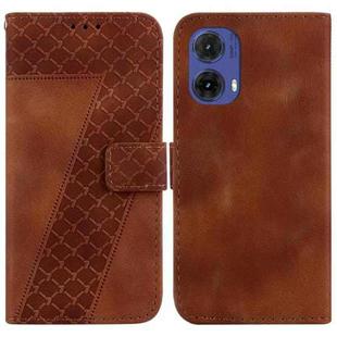 For Motorola Moto G85 Seven-shaped Embossed Leather Phone Case(Brown)