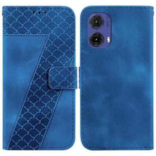 For Motorola Moto G85 Seven-shaped Embossed Leather Phone Case(Blue)