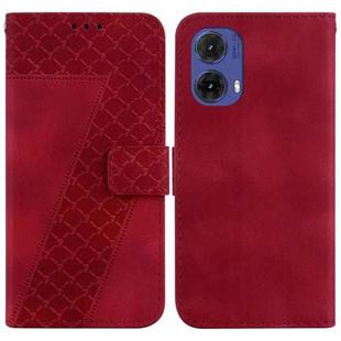 For Motorola Moto G85 Seven-shaped Embossed Leather Phone Case(Red)