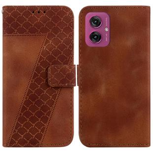 For Motorola Moto G55 Seven-shaped Embossed Leather Phone Case(Brown)