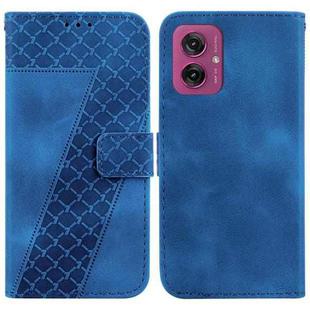 For Motorola Moto G55 Seven-shaped Embossed Leather Phone Case(Blue)