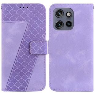 For Motorola Edge 50 Neo 5G Global Seven-shaped Embossed Leather Phone Case(Purple)