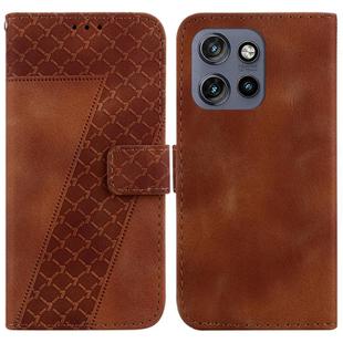 For Motorola Edge 50 Neo 5G Global Seven-shaped Embossed Leather Phone Case(Brown)