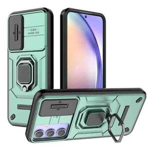 For Samsung Galaxy A54 5G Sliding Camshield TPU + PC Shockproof Phone Case with Holder(Green)