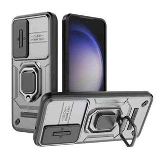 For Samsung Galaxy S23 5G Sliding Camshield TPU + PC Shockproof Phone Case with Holder(Grey)