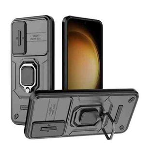 For Samsung Galaxy S23+ 5G Sliding Camshield TPU + PC Shockproof Phone Case with Holder(Black)