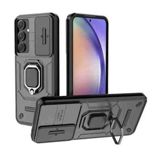 For Samsung Galaxy A55 5G Sliding Camshield TPU + PC Shockproof Phone Case with Holder(Black)