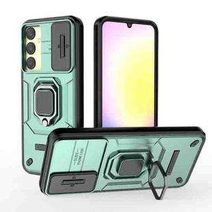 For Samsung Galaxy A25 5G Sliding Camshield TPU + PC Shockproof Phone Case with Holder(Green)