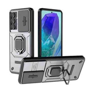 For Samsung Galaxy M55 5G Sliding Camshield TPU + PC Shockproof Phone Case with Holder(Grey)