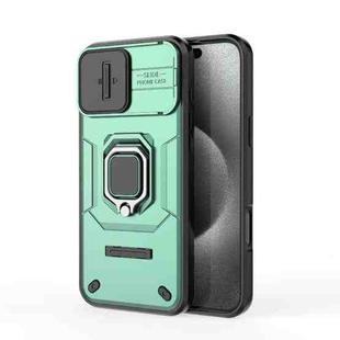 For iPhone 16 Pro Max Sliding Camshield TPU + PC Shockproof Phone Case with Holder(Green)