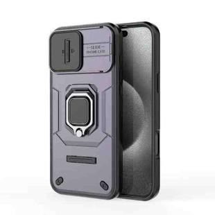 For iPhone 16 Pro Max Sliding Camshield TPU + PC Shockproof Phone Case with Holder(Purple)