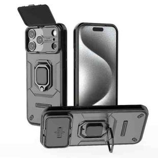 For iPhone 17 Pro Max Sliding Camshield TPU + PC Shockproof Phone Case with Holder(Black)