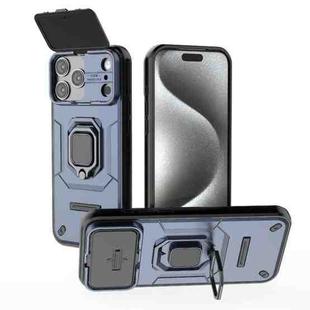 For iPhone 17 Pro Max Sliding Camshield TPU + PC Shockproof Phone Case with Holder(Blue)