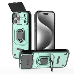 For iPhone 17 Pro Max Sliding Camshield TPU + PC Shockproof Phone Case with Holder(Green)