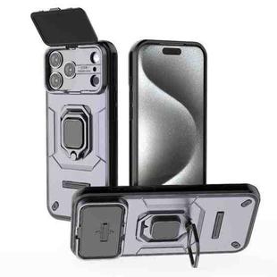 For iPhone 17 Pro Max Sliding Camshield TPU + PC Shockproof Phone Case with Holder(Purple)