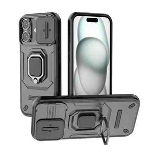 For iPhone 17 Sliding Camshield TPU + PC Shockproof Phone Case with Holder(Black)